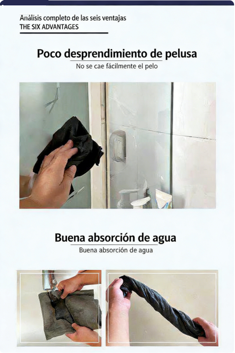 Paño para cristales: sin residuos, espejos impecables – limpieza fácil.
