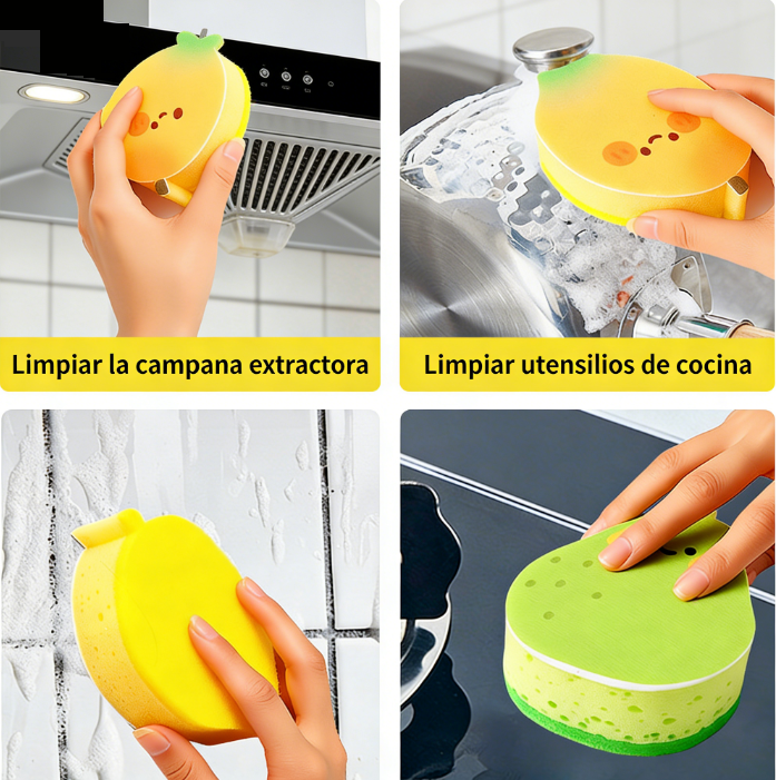Dibujos animados de frutas de la serie 'Espon' para esponjas de cocina.