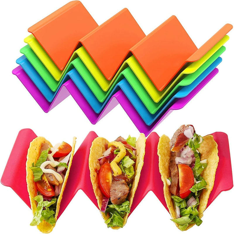 Organizador de Tacos Triangular | Soporte Multicolor con Diseño de Onda para Tortillas y Pancakes Mexicanos