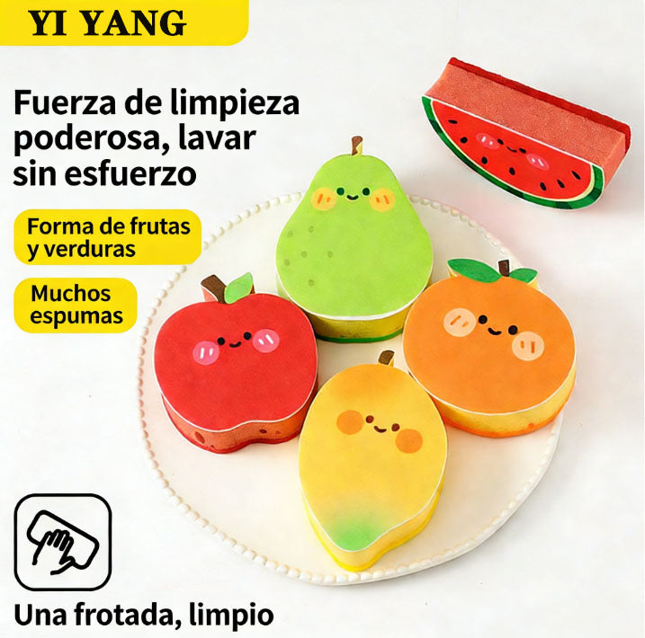 Dibujos animados de frutas de la serie 'Espon' para esponjas de cocina.