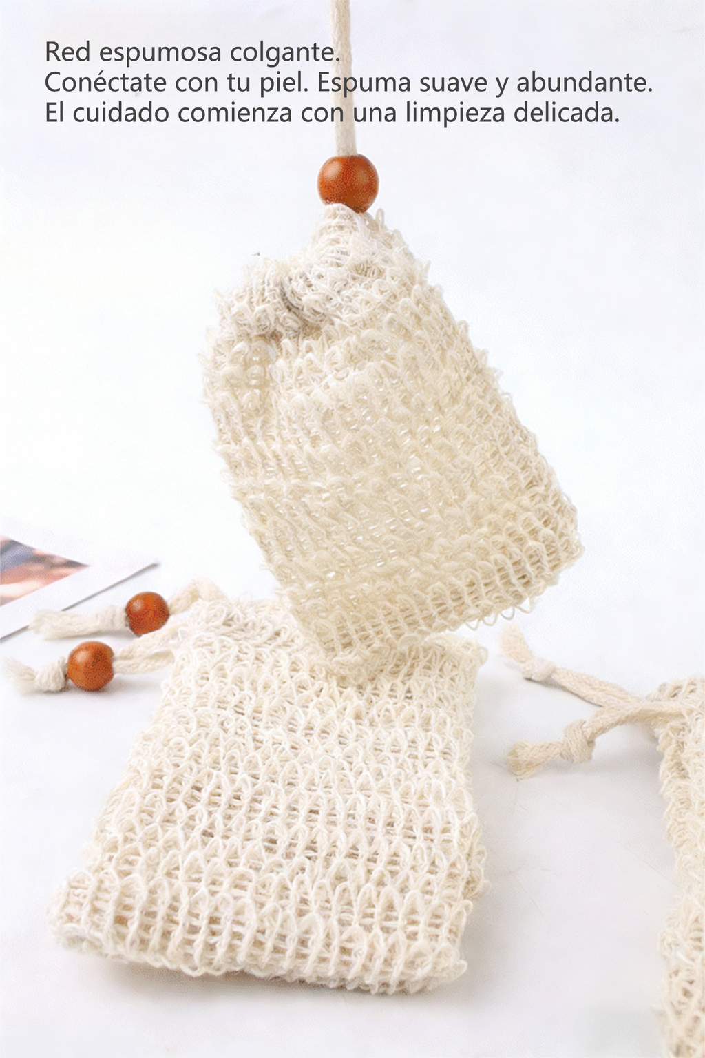 Bolsa de Jabón Colgante de Lino Algodón | Red Espumosa Manual para Baño y Masaje