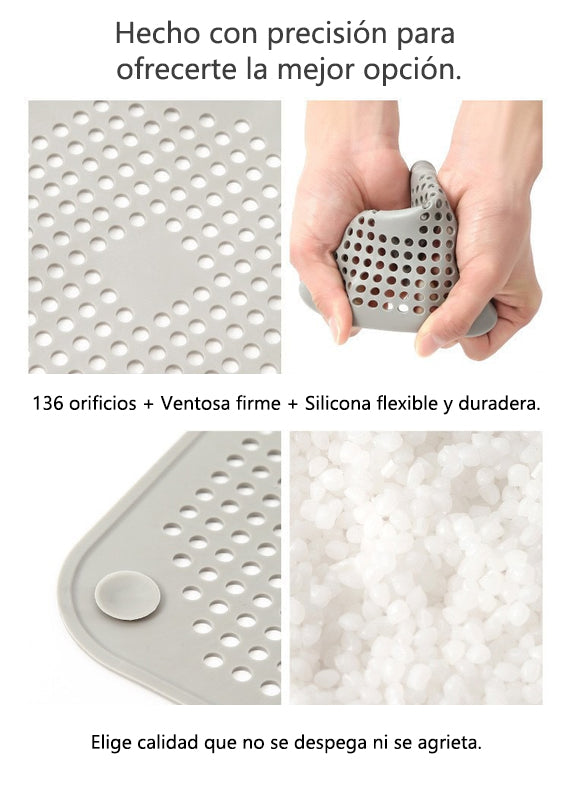 Tapa para Drenaje con Filtro y Ventosa - Atrapa Pelos y Evita Tapones para Cocina y Baño