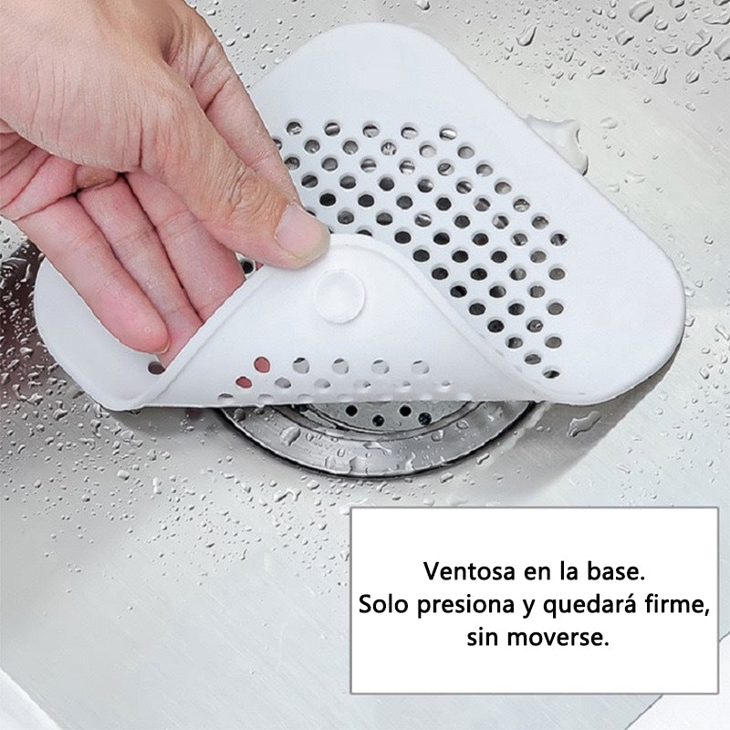 Tapa para Drenaje con Filtro y Ventosa - Atrapa Pelos y Evita Tapones para Cocina y Baño