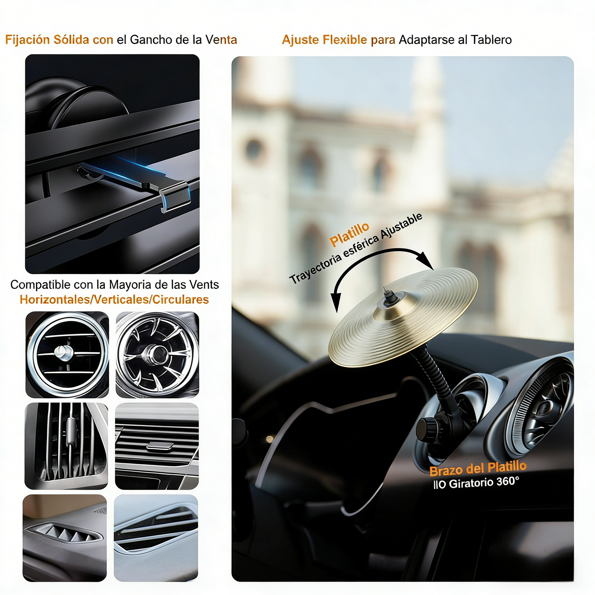 Adorno de Salida de Aire para Auto - Címbalo de Percusión con Sonido al Golpe (Nuevo Modelo)