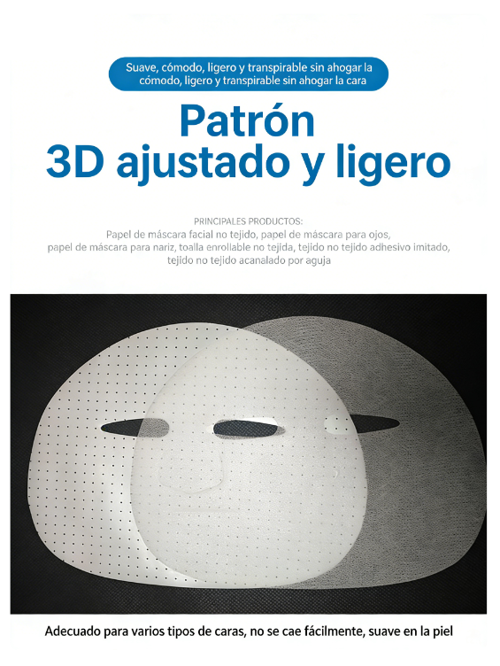 Mascarilla desechable de tela de seda 384: fibra de cobre y amonio, ligera, invisible, adhesiva, transparente y elástica.